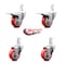 Service Caster 3.5 Inch Red Poly Swivel 7/8 Inch Square Stem Caster Total Lock Brakes, 2PK SCC-SQTTL20S3514-PPUB-RED-78-2-S-2 - alternate 1